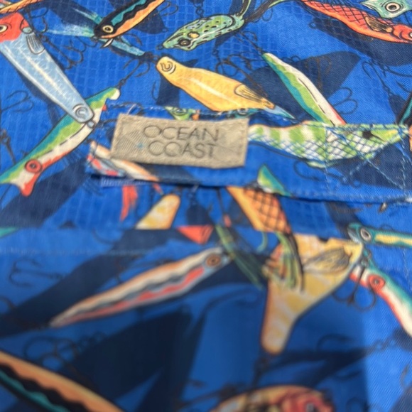 Vibrant Blue and Orange Casual Button Down Shirt - Picture 4 of 12